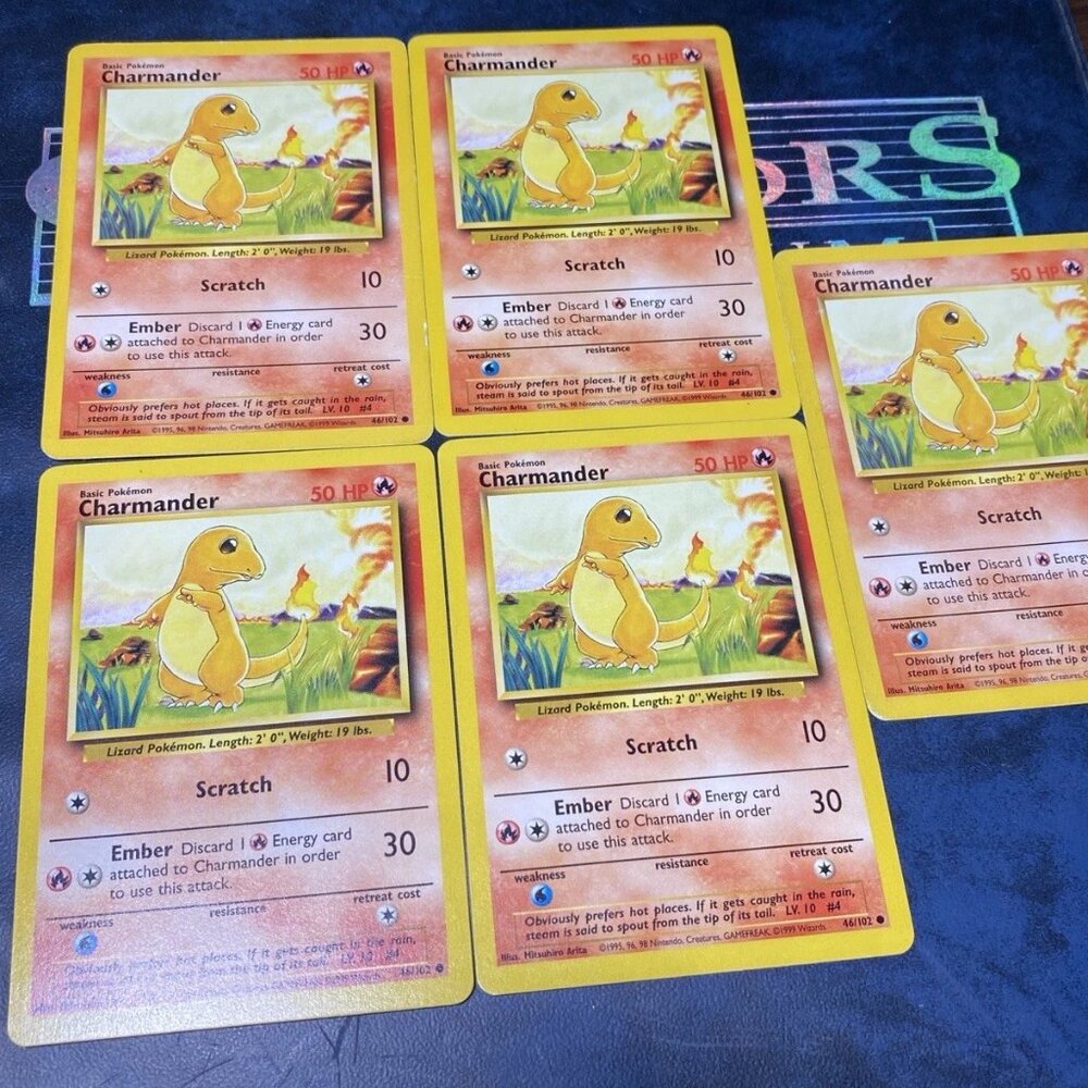 Pokémon Base Set Charmander Lot x5 (1999 WotC) Vintage